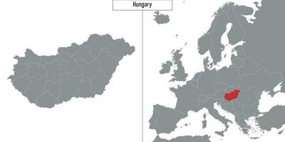 Karta av ungern och plats på Europa Karta vektor