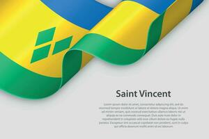 3d band med nationell flagga helgon vincent isolerat på vit bakgrund vektor