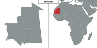 Karta av mauretanien och plats på afrika Karta vektor