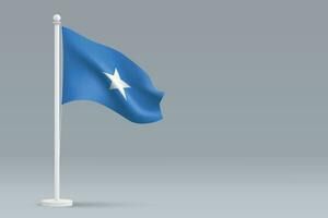 3d realistisk nationell somalia flagga isolerat på grå bakgrund vektor