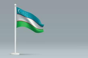 3d realistisch National Usbekistan Flagge isoliert auf grau Hintergrund vektor