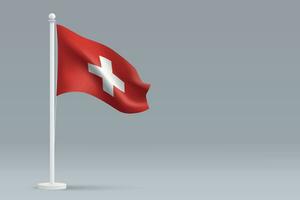 3d realistisch National Schweiz Flagge isoliert auf grau Hintergrund vektor