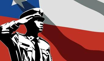 Silhouette von Soldat mit Chile Flagge auf Hintergrund vektor
