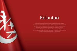 flagga kelantan, stat av malaysia, isolerat på bakgrund med copy vektor