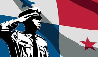 Silhouette von Soldat mit Panama Flagge auf Hintergrund vektor