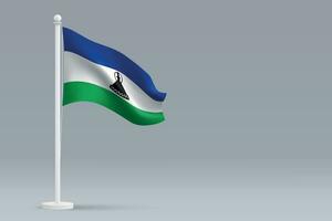 3d realistisch National Lesotho Flagge isoliert auf grau Hintergrund vektor