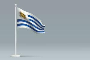 3d realistisch National Uruguay Flagge isoliert auf grau Hintergrund vektor