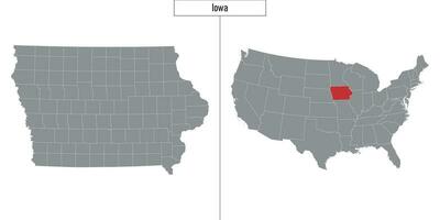 Karta av iowa stat av förenad stater och plats på USA Karta vektor