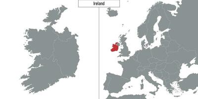 Karta av irland och plats på Europa Karta vektor