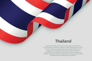 3d band med nationell flagga thailand isolerat på vit bakgrund vektor