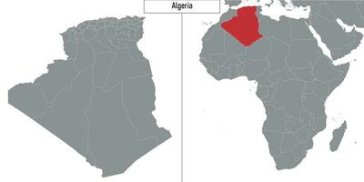 Karta av algeriet och plats på afrika Karta vektor