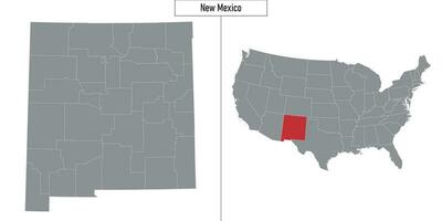 Karta av ny mexico stat av förenad stater och plats på USA Karta vektor