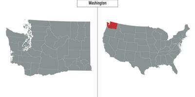 Karte von Washington Zustand von vereinigt Zustände und Ort auf USA Karte vektor