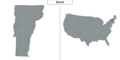 Karta av vermont stat av förenad stater och plats på USA Karta vektor