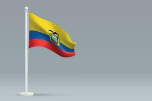 3d realistisk nationell ecuador flagga isolerat på grå bakgrund vektor