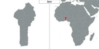 Karta av benin och plats på afrika Karta vektor