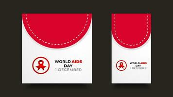 Welt AIDS Tag Design. Illustration von Bewusstsein rot Band und Text zum Präsentation Design, Hintergrund, Banner, Poster, Sozial Medien. vektor