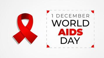 värld AIDS dag design. illustration av medvetenhet röd band och text för presentation design, bakgrund, baner, affisch, social media. vektor