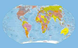 politisk värld Karta ryska språk wagner vii utsprång vektor