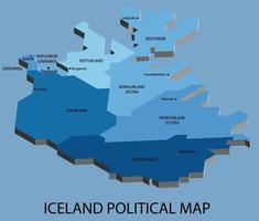 island politisk isometrisk karta dividera med stat vektor