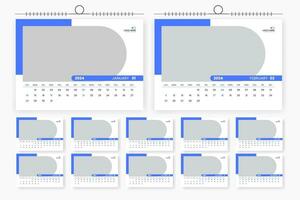 modern 2024 Schreibtisch Kalender Vorlage Design vektor