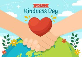 glücklich Welt Freundlichkeit Tag Vektor Illustration auf November 13 mit Erde und Liebe zum wohltätig Hilfe im eben Karikatur Hintergrund Vorlagen
