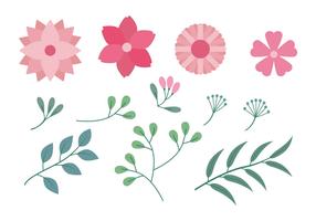 Blomma Clipart Ställ Vektor Illustration