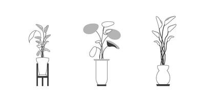 ein einstellen von Innen- Pflanzen. minimalistisch linear Stil. isoliert. Vektor Illustration.
