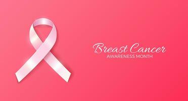 realistisk mjuk rosa band med skugga isolerat på bakgrund. symbol av internationell bröst cancer medvetenhet månad i oktober. vektor illustration. kvinnors hälsa. modern baner med band tecken.