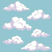 einstellen von Karikatur Wolken isoliert auf Blau Hintergrund vektor
