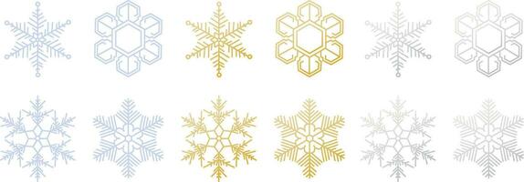 uppsättning av jul snöflingor i annorlunda färger isolerat på vit bakgrund vektor