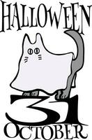 Halloween Karikatur Hand gezeichnet schwarz und Weiß Symbol Charakter. vektor