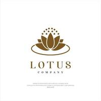 lotus blomma logotyp. vektor design lotus ikon mall på mörk och rosa bakgrund i platt stil och rader med guld effekt för eko, skönhet, spa, yoga, medicinsk företag