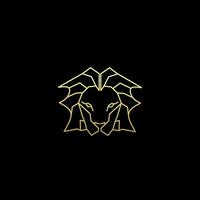 kraftfull gyllene lejon huvud logotyp. skördetröskor de lyx och symbolisk kraft av de lejon vektor