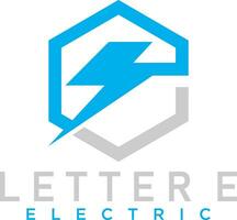 brev e elektrisk logotyp desingn vektor konst