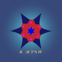 ein Blau und rot Star mit das Wort 6 Star vektor