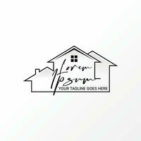 Logo Design Grafik Konzept kreativ abstrakt Prämie Vektor Lager Zeichen einfach einzigartig Linie Haus mit 3 Dach Haus. verbunden zu Eigentum Zuhause Hypothek