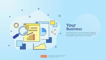 digitale Diagrammdaten für SEO-Analysen und strategische. Statistikinformationen, Finanzprüfungsbericht, Marktforschung für das betriebswirtschaftliche Konzept. Vektorillustration für Infografik vektor