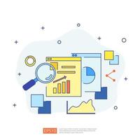 digitale Diagrammdaten für SEO-Analysen und strategische. Statistikinformationen, Finanzprüfungsbericht, Marktforschung für das betriebswirtschaftliche Konzept. Vektorillustration für Infografik vektor