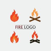 Feuer- und Flammenlogo-Design und Vektor-heißes Zeug orange flammendes Symbol-Set-Design-Illustrationsobjekt vektor