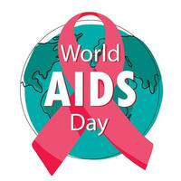 Welt AIDS Tag. Illustration von Planet Erde mit Rosa Band und Inschrift Welt AIDS Tag. benutzt zum Drucke, Banner, Symbole, Aufkleber und usw. vektor