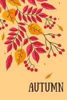 Herbst Karte oder Poster mit Blätter und Beeren. Vektor Grafik.