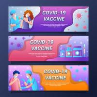 covid 19 vaccination banner set design vektor