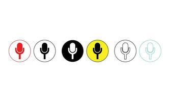 uppsättning av audio, röstbrevlåda, podcast, studio mikrofon vektor ikoner