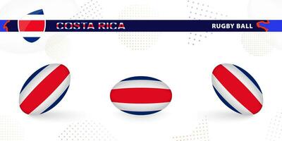 rugby boll uppsättning med de flagga av costa rica i olika vinklar på abstrakt bakgrund. vektor