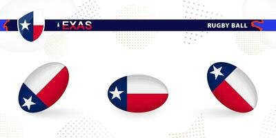 rugby boll uppsättning med de flagga av texas i olika vinklar på abstrakt bakgrund. vektor