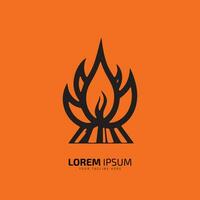 minimal oder abstrakt Feuer Logo Feuer Vektor Feuer Symbol Silhouette isoliert auf Orange Hintergrund