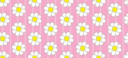 daisy blomma mönster. skön vit blomma bakgrund. blommig blomma daisy. vår vit blomma design vektor. tusenskönas på en ljus rosa bakgrund. vektor design för tyg, slå in papper, skriva ut kort.