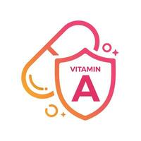 vitamin en piller skydda ikon logotyp skydd, medicin hed vektor illustration