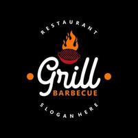 Grill Grill Logo Jahrgang. retro gegrillt Grill Essen Vektor Illustration